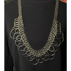 Handmade S-Link Chain Necklace w/ Dangling Circles 32" NOS Vintage India
